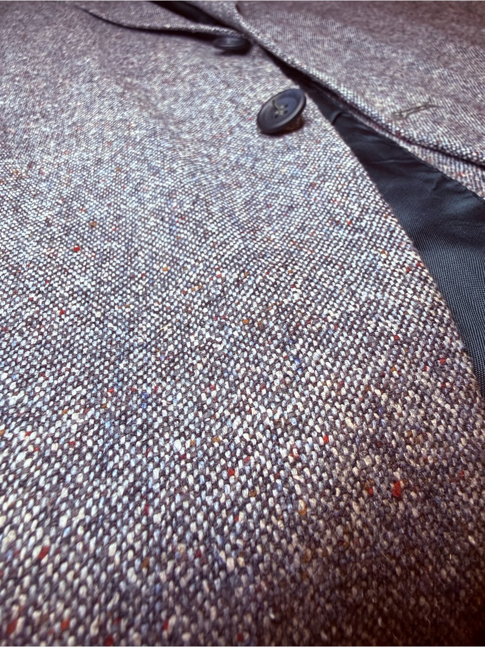 Moores Donegal Tweed Silk Wool Jacket Mens 50R Grey Blazer Flecks Sport Coat Vtg